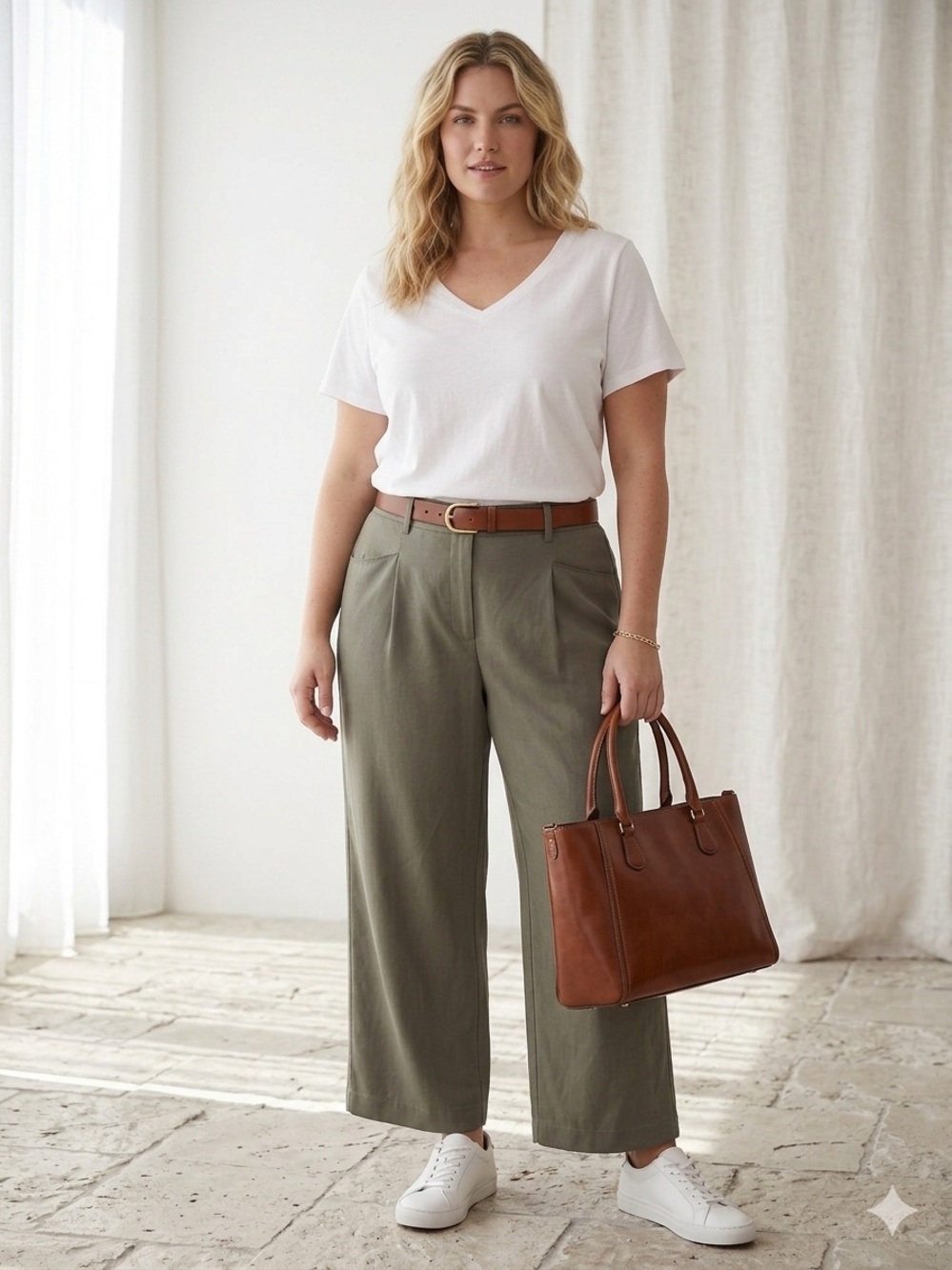 Classic Wide-Leg Pants in Olive